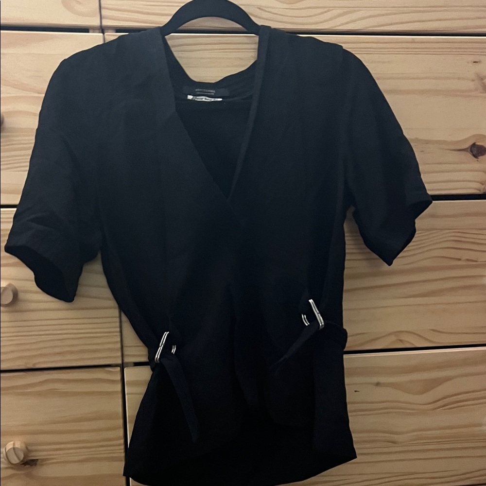 Scotch & Soda Black Wrap Blouse